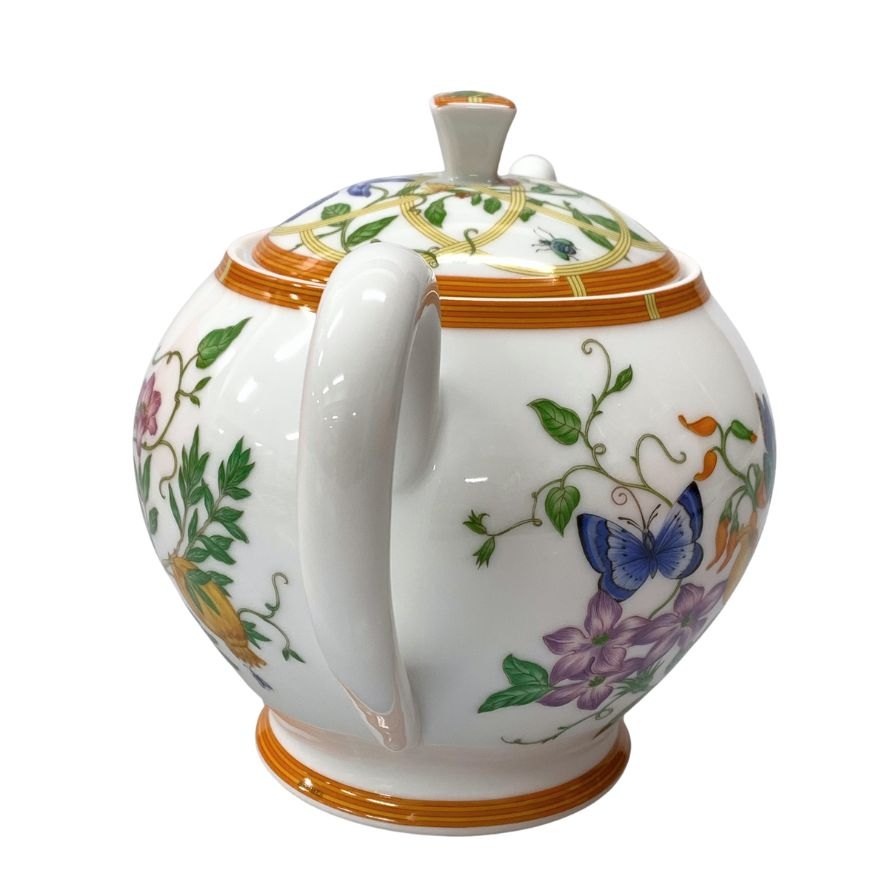 エルメス シエスタ ポット 花柄 ホワイト HERMES【AFI28】【中古】
