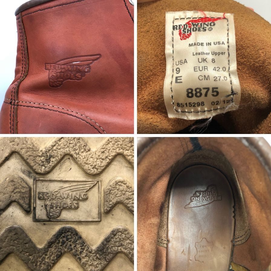 レッドウィング ワークブーツ 8875 6インチ レザー クラシックモックトゥ ワインレッド メンズ サイズUS9E RED WING 約27.0cm【AFC47】