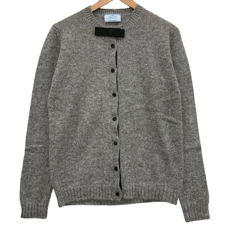 極美品◆プラダ ニット カーディガン 2016 ウール100% レディース サイズ44 グレー PRADA 【AFB28】