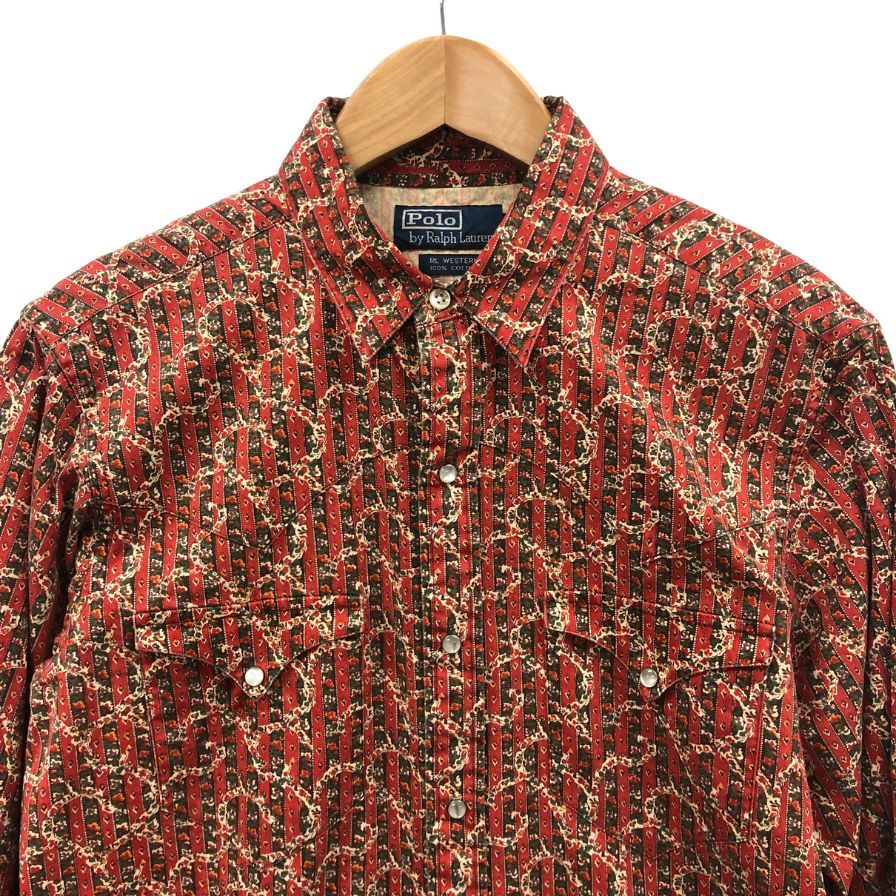 美品◆ポロ ラルフローレン ウエスタンシャツ パールボタン 総柄 サイズM POLO RALPH LAUREN 【AFB27】
