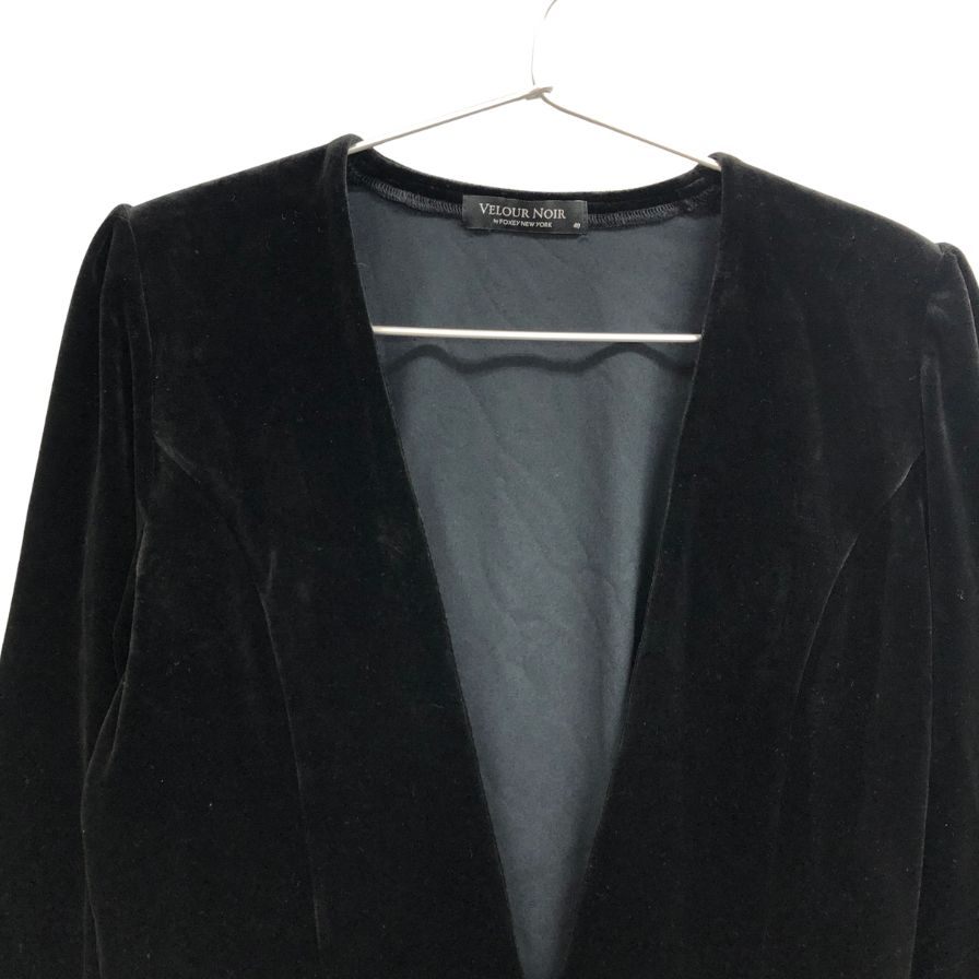 美品◆ベロアノワールバイフォクシー ニューヨーク カーディガン ベロア ボレロ ストレッチ 26978 ブラック レディース サイズ40 VELOUR NOIR by FOXEY NEWYORK 【AFB8】