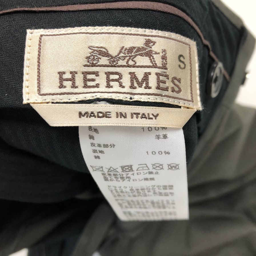 エルメス ショートパンツ レザーあしらい グレー メンズ サイズ38 HERMES 【AFB29】