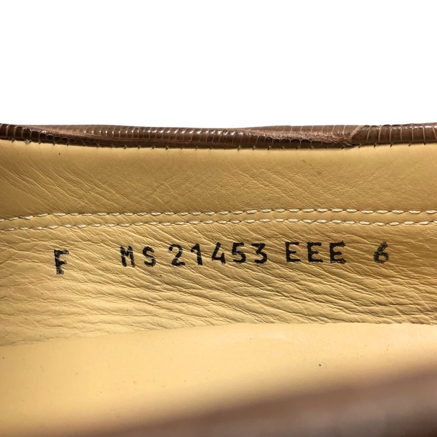 サルヴァトーレフェラガモ ローファー ガンチーニ リザード ブラウン メンズ サイズ6 Salvatore Ferragamo 約24.5cm【AFC44-2】