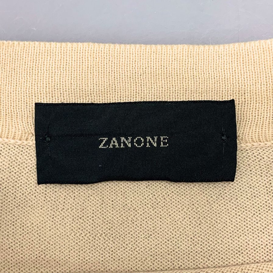 中古◆ザノーネ ニット クルーネック コットン100% メンズ ベージュ サイズ46 ZANONE 【AFB46】