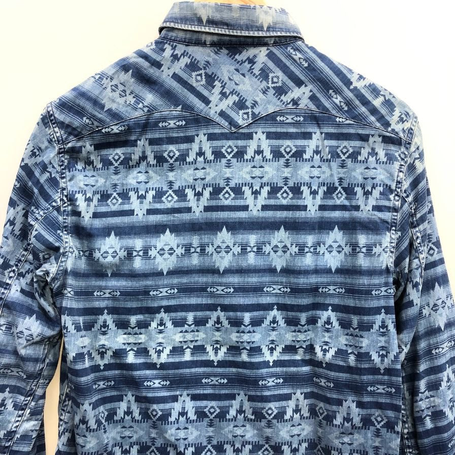 美品◆ダブルアールエル ラルフローレン 長袖シャツ 総柄 ナバホ ネイビー メンズ サイズXS RRL RALPH LAUREN 【AFB6】