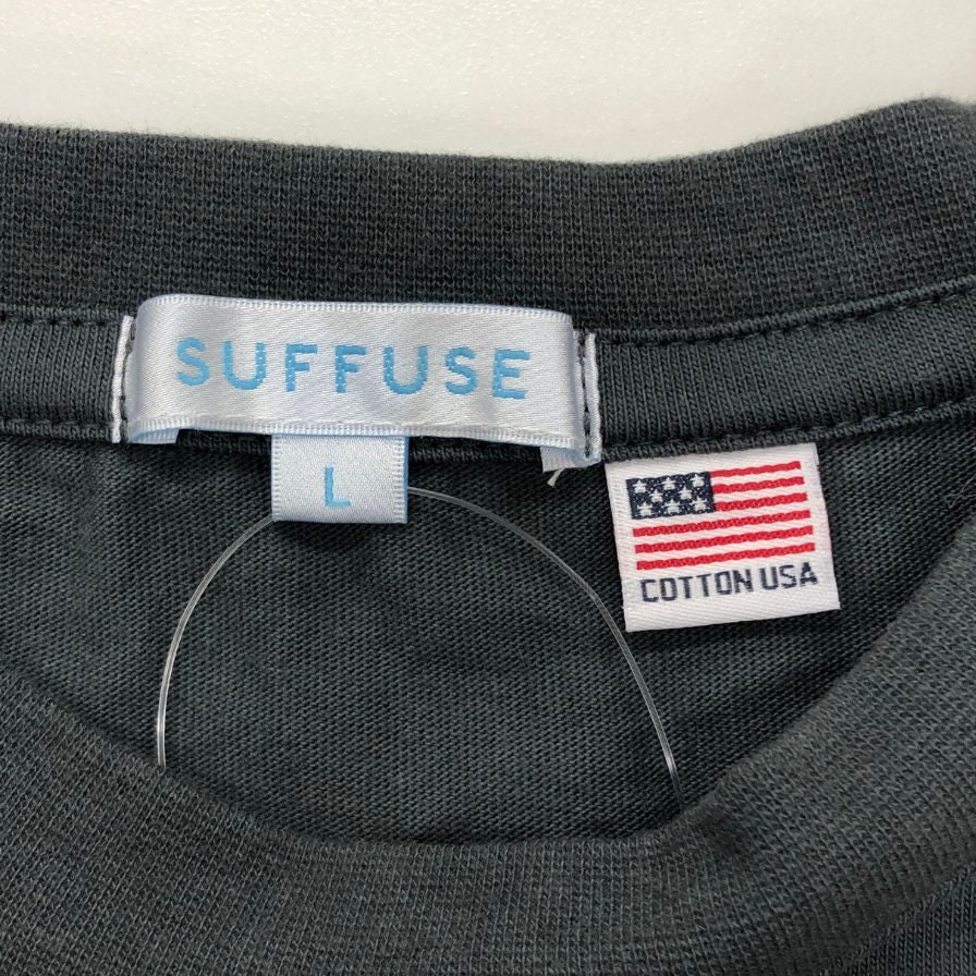 新品同様◆サフューズ ロングスリーブTシャツ TW-01185 チャコールグレー サイズL メンズ USAコットン SUFFUSE 【AFB4】