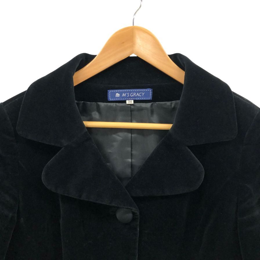 美品◆エムズグレイシー ジャケット ベロア サイズ38 ブラック レディース M'S GRACY 【AFB11】