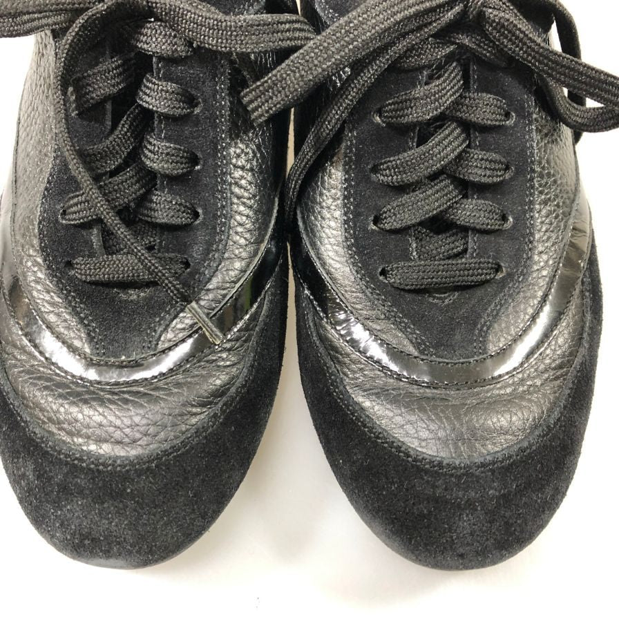 サルバトーレ フェラガモ スニーカー レザー スエード パテントレザー 切り返し メンズ ブラック サイズ6.5 Salvatore Ferragamo 約24.5cm【AFC50】