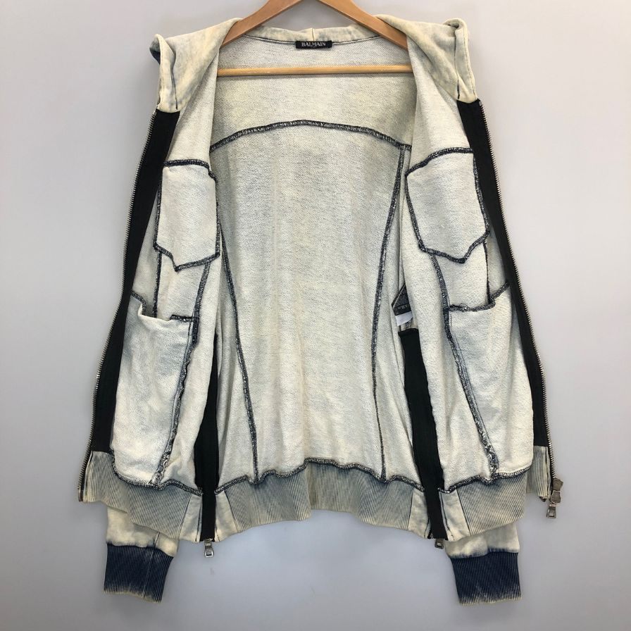 中古◆バルマン ジップアップパーカー デニム メンズ サイズXS BALMAIN 【AFB41】