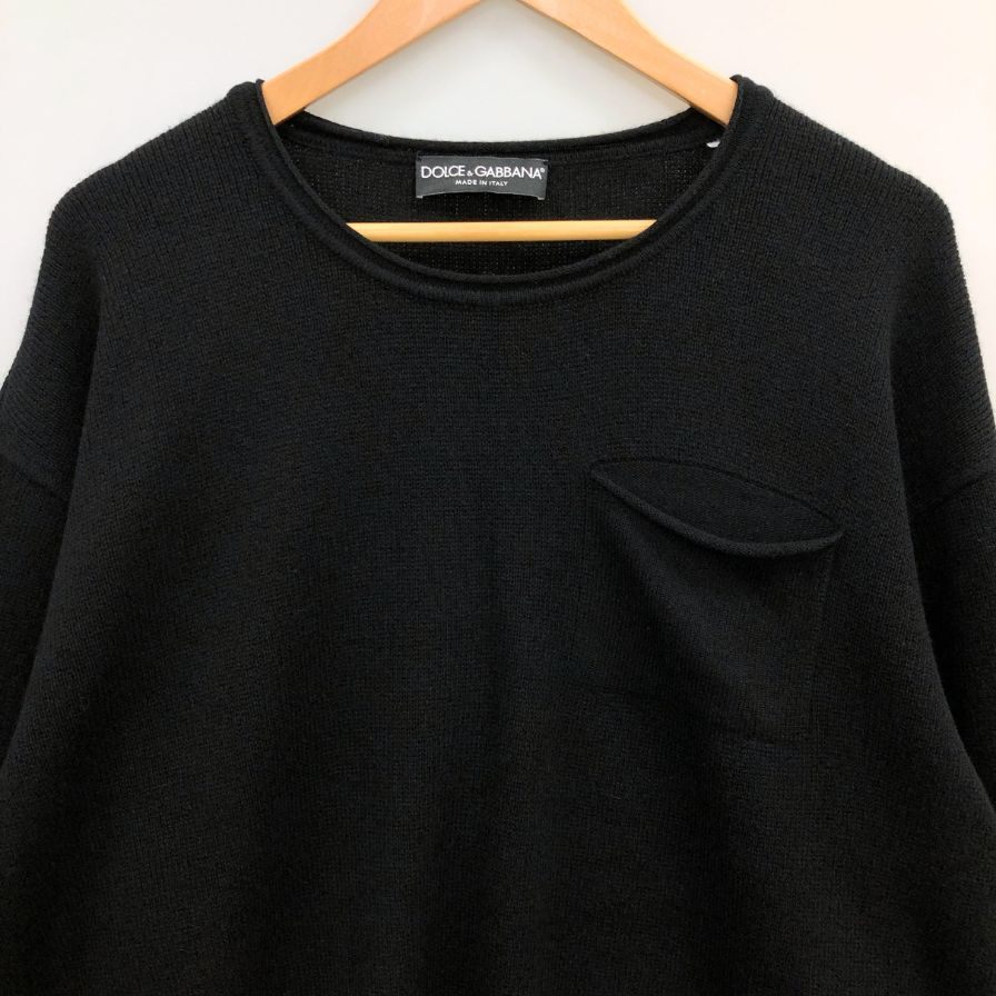 極美品◆ドルチェ&ガッバーナ カシミア100% ラウンドネック トップス セーター レデイース サイズ42 ブラック DOLCE & GABBANA 【AFB45】