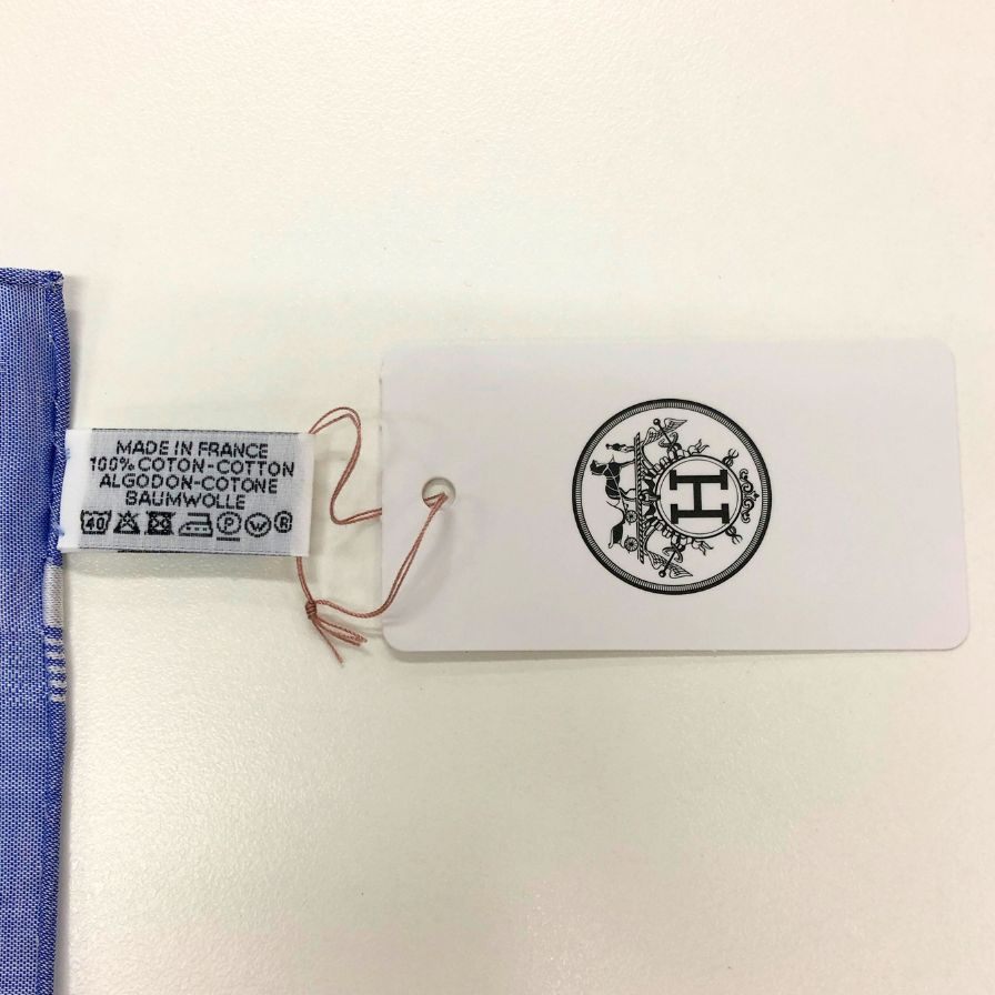 エルメス ハンカチ コットン100% ブルー系 レディース HERMES