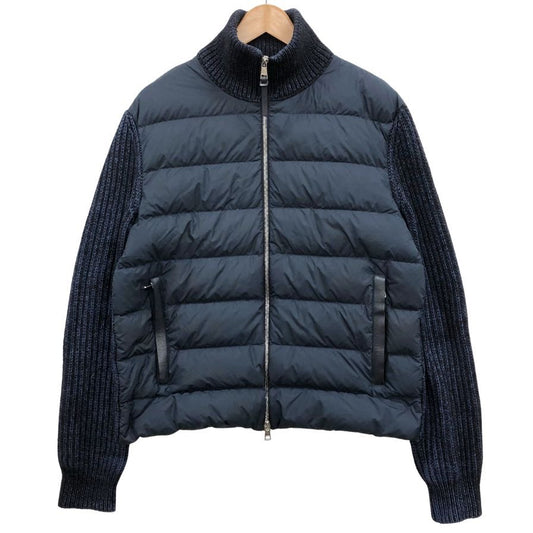 中古◆モンクレール ダウンジャケット cardigan tricot 2023 ニット切替 メンズ ブルー サイズM MONCLER 【AFB5】