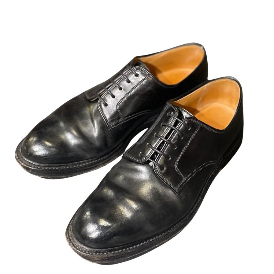 クロケット&ジョーンズ レザーシューズ グラスメア プレーントゥ コードバン ブラック メンズ サイズUK7E CROCKETT&JONES ビジネスシューズ 約26.0cm【LA】【中古】