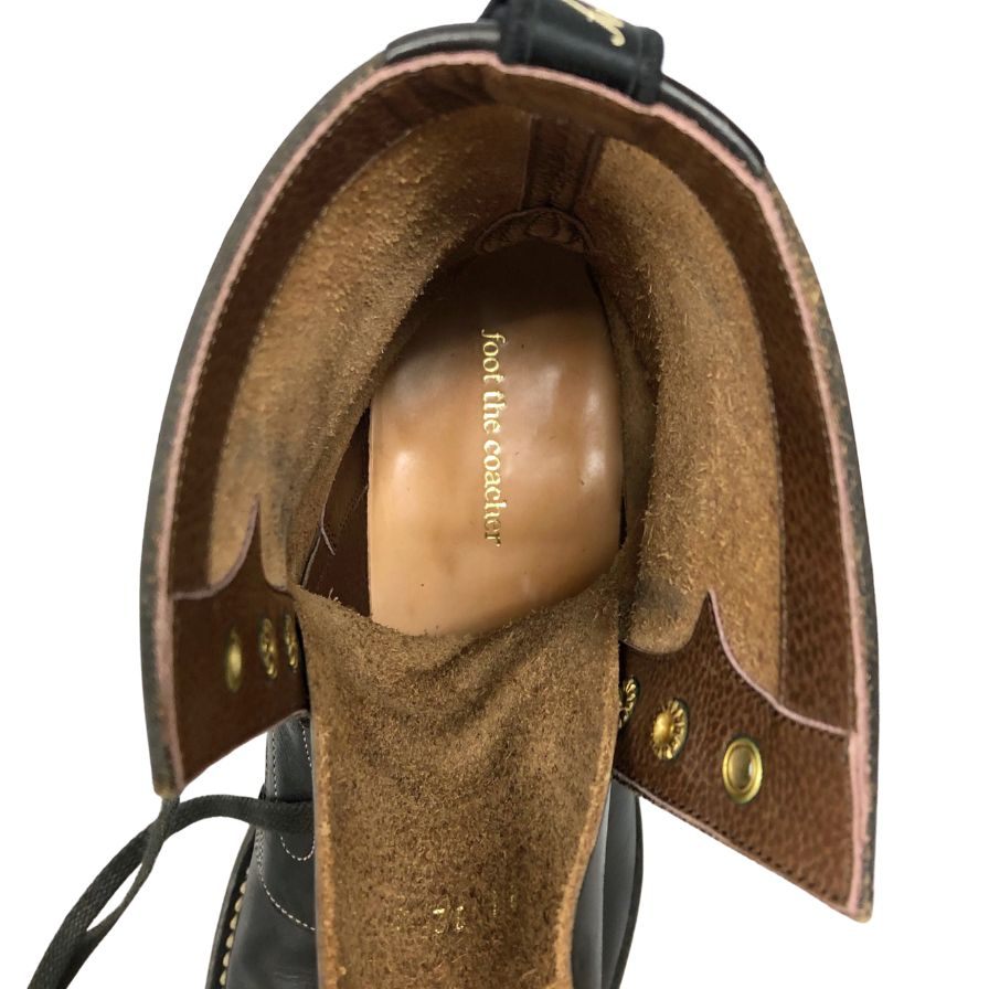 フット ザ コーチャー レースアップブーツ サイズ8 ブラック レザー foot the coacher ブーツ 約26.0cm【LA】【中古】