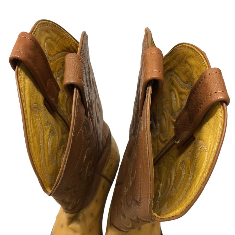 ノコナ ブーツ ウエスタンブーツ オーストリッチ レザーコンビ メンズ サイズ8.5D ベージュ ブラウン NOCONA BOOT 約27.5cm【AFC44】