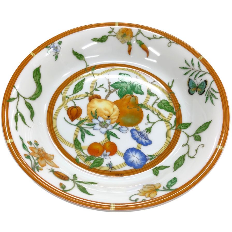 エルメス シエスタ ディーププレート 花柄 総柄 約19.5㎝ HERMES【AFI28】【中古】