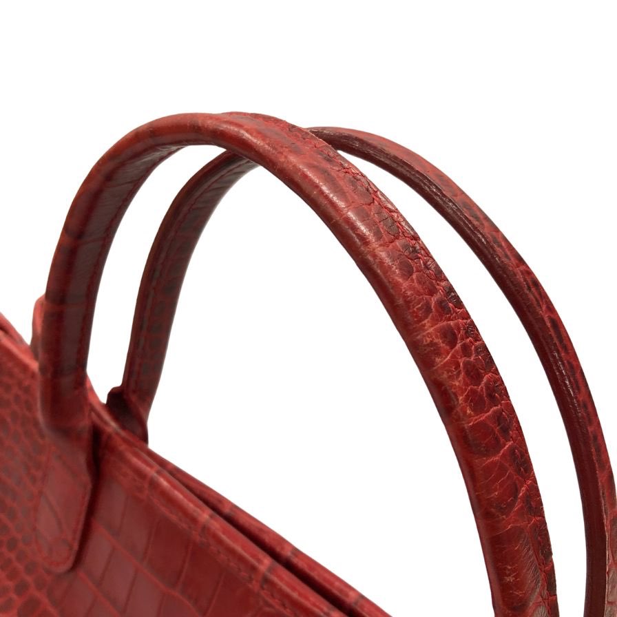 ロンシャン トートバッグ ロゾ クロコ型押し カーフ レッド LONGCHAMP【AFE10】