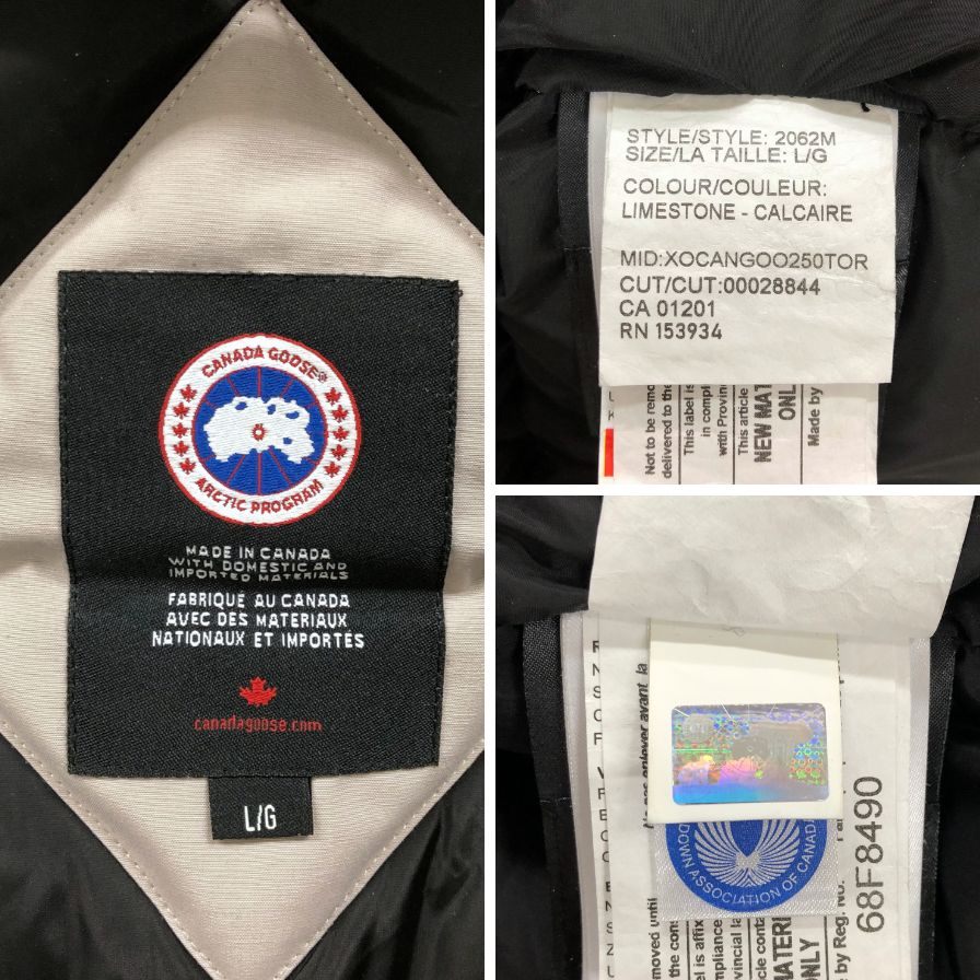 美品◆カナダグース ダウンジャケット ラングフォード パーカー 2062M ファー フード グレー メンズ サイズL CANADA GOOSE 【AFA18】