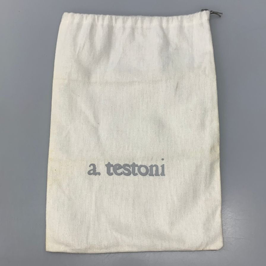 ア テストーニ レザーシューズ ダブルモンク スクエアトゥ 45050 メンズ ライトブラウン サイズ8 a.testoni 約26.0cm【AFC35】