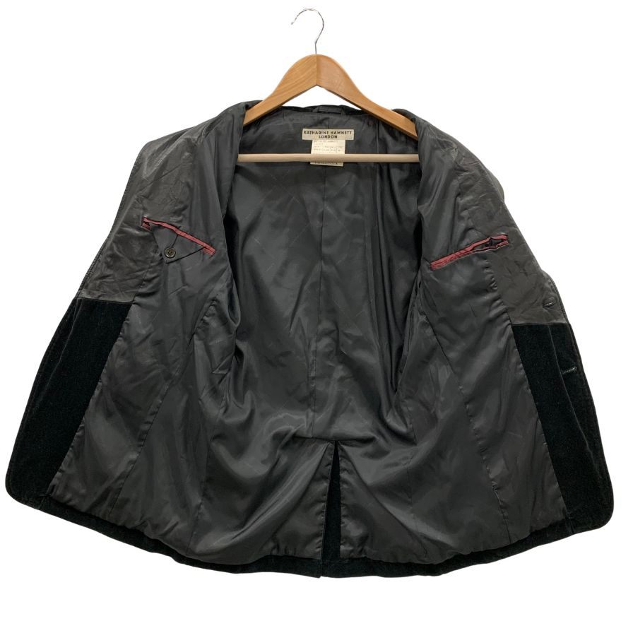 美品◆キャサリンハムネット ジャケット ラペルレザー切り返し メンズ ブラック サイズ M KATHARINE HAMUNETT 【AFB39】