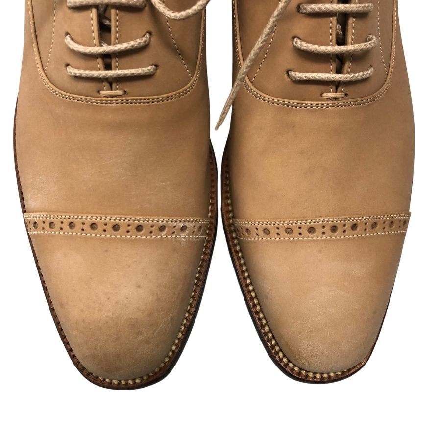 スコッチグレイン レザーシューズ ベルオム 746 ストレートチップ パンチド ベージュ サイズ24 メンズ SCOTCH GRAIN BELHOMME 約24.0cm【AFD9】