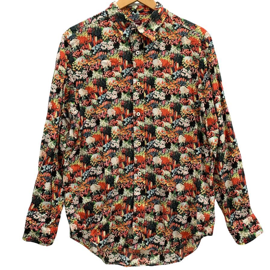 美品◆ポールスミス シャツ 長袖 Seed Packe PRINT SHIRT 総柄 レッド系 セルロース サイズL メンズ Paul Smith 【AFB27】