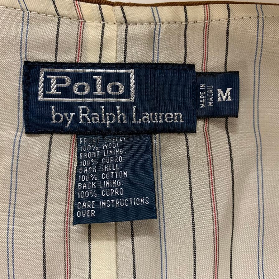 美品◆ポロラルフローレン ツイード ベスト ブラウン 胡桃釦 肘革 エルボパッチ サイズM POLO RALPHLAUREN 【AFB39】