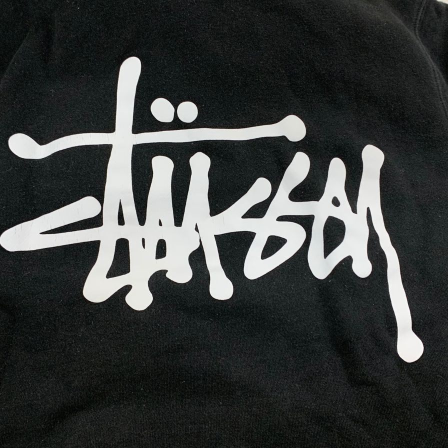 中古◆ステューシー プルオーバーパーカー ロゴ サイズS ブラック系 Stussy 【AFB14】