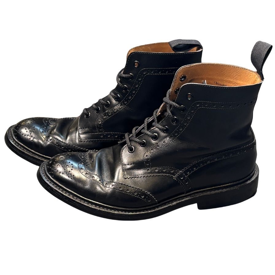 トリッカーズ カントリーブーツ S63419 ストウ ブラック メンズ サイズUK9.5 Tricker’s ブーツ 約28.0cm【LA】【中古】