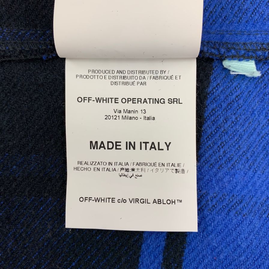 中古◆オフホワイト チェックフランネルシャツ 18AW OMGA060E18A27010 メンズ サイズXL ブルー OFFWHITE 【AFB15】
