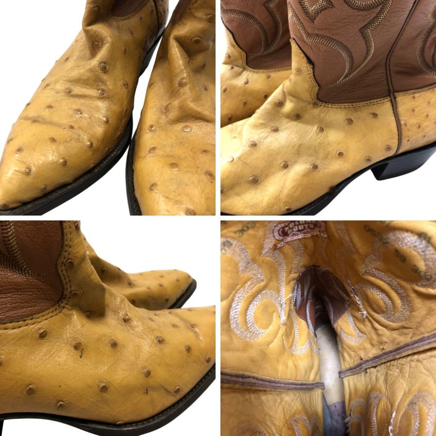 ノコナ ブーツ ウエスタンブーツ オーストリッチ レザーコンビ メンズ サイズ8.5D ベージュ ブラウン NOCONA BOOT 約27.5cm【AFC44】