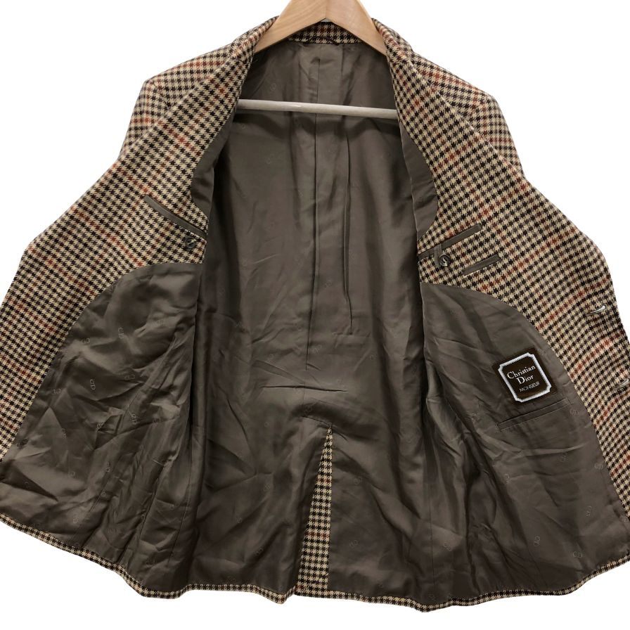 美品◆クリスチャンディオール ムッシュ テーラードジャケット 2B チェック メンズ サイズ2 Christian Dior MONSIEUR 【AFB37】