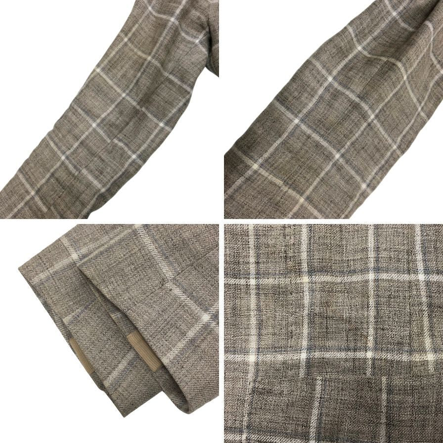 美品◆タリアトーレ テーラードジャケット 1SMC22K チェック柄 リネン グレー系 メンズ サイズ44R TAGLIATORE 【AFB41】