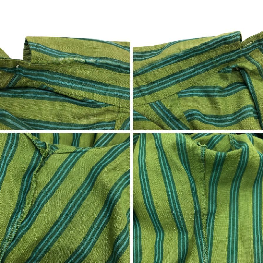 中古◆タウンクラフト 60S 半袖シャツ TAPEREDタグ ストライプ メンズ グリーン サイズL towncraft 【AFB8】