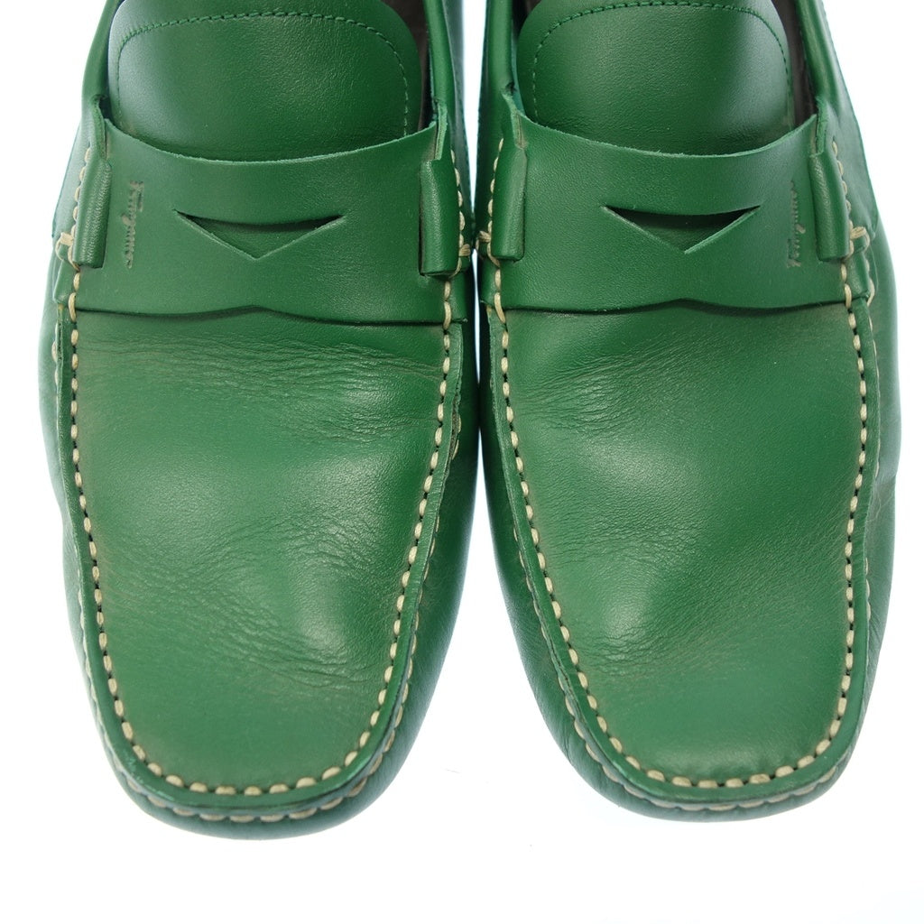 中古◆サルバトーレ フェラガモ ドライビングシューズ レザー メンズ グリーン サイズ8 Salvatore Ferragamo【AFC35】