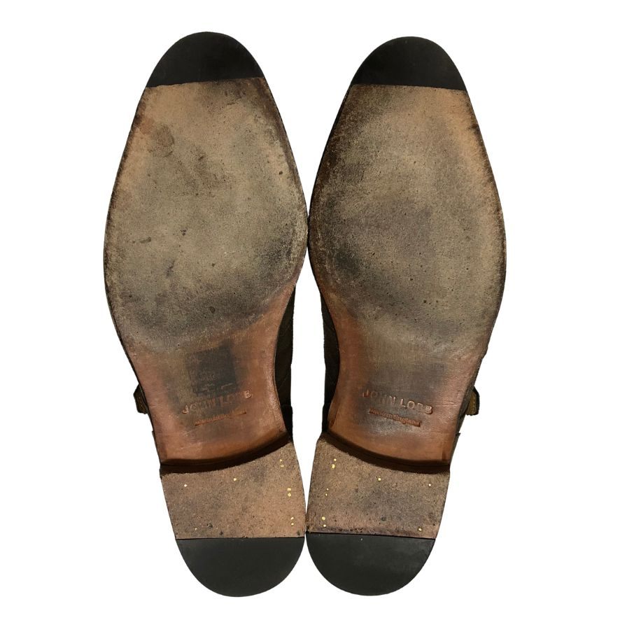 ジョンロブ エンバー ダブルモンク スエード 7000ラスト ブラウン メンズ サイズ6E John Lobb ビジネスシューズ 約24.5cm【LA】【中古】