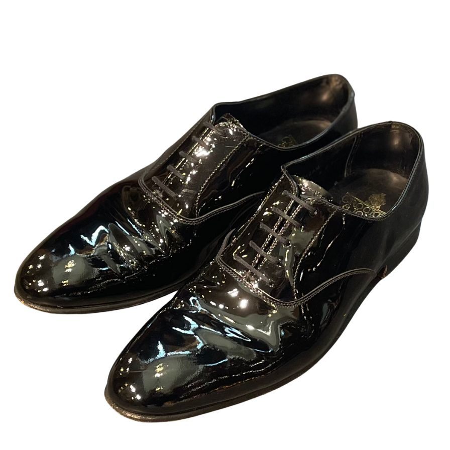 クロケット&ジョーンズ レザーシューズ プレーントゥ チャーム パテントレザー ブラック メンズ サイズUK8E CROCKETT&JONES ビジネスシューズ 約26.5cm【LA】【中古】