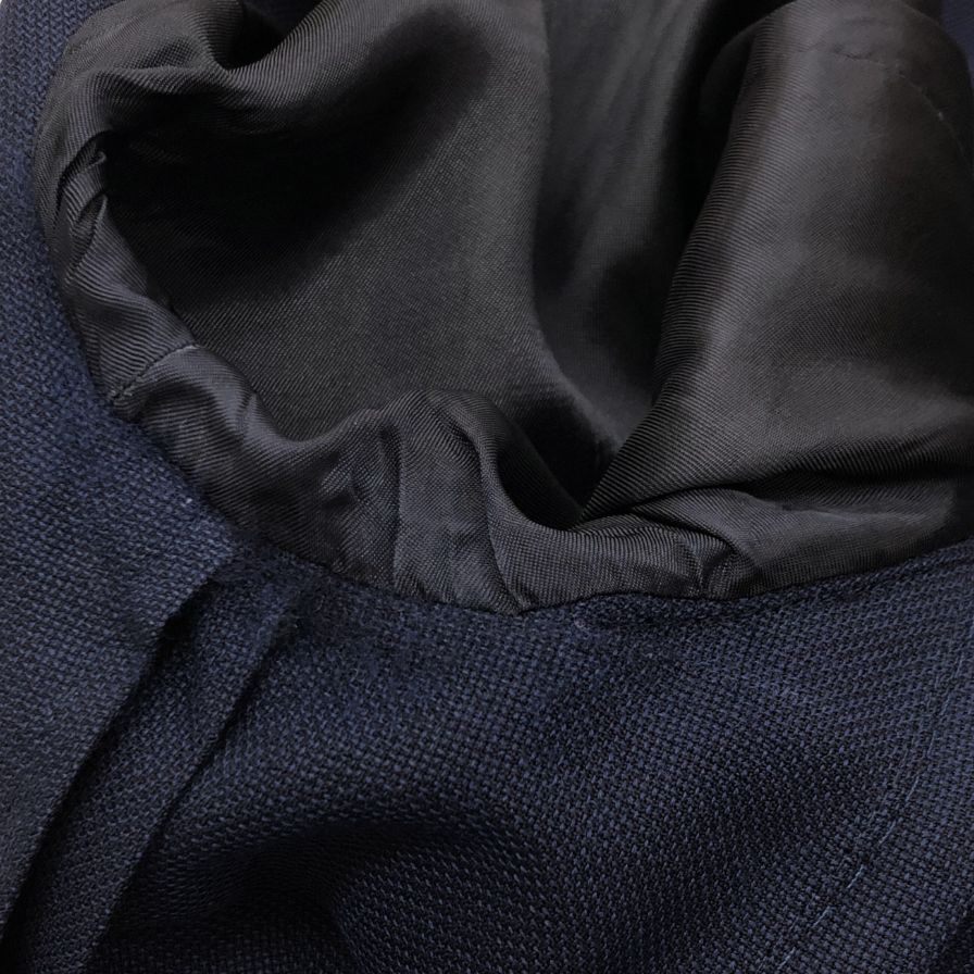 美品◆ラルディーニ テーラードジャケット 段返り3B サマーウール ネイビー メンズ サイズ46 LARDINI 【AFB26】