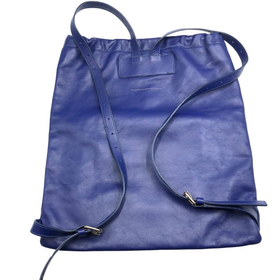 エムエムシックス マルタンマルジェラ レザー ナップサック S41WA0003 ネイビー 牛革 巾着 バッグ MM6 Maison Margiela【AFE6】