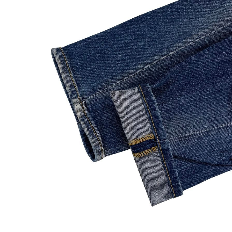 ディースクエアード デニムパンツ kenny jean S75LA0615 ロゴ金具 ペイント加工 クラッシュ加工 コットン ポリウレタン ブルー系 レディース サイズ40 DSQUARED2 【AFB41】