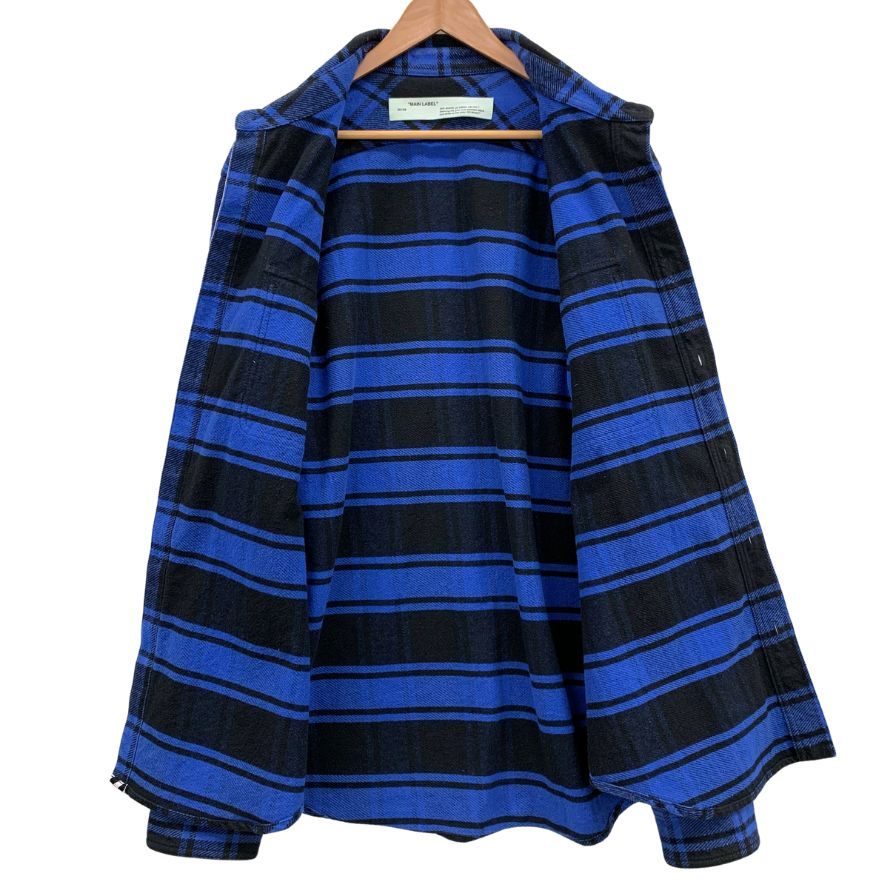 中古◆オフホワイト チェックフランネルシャツ 18AW OMGA060E18A27010 メンズ サイズXL ブルー OFFWHITE 【AFB15】