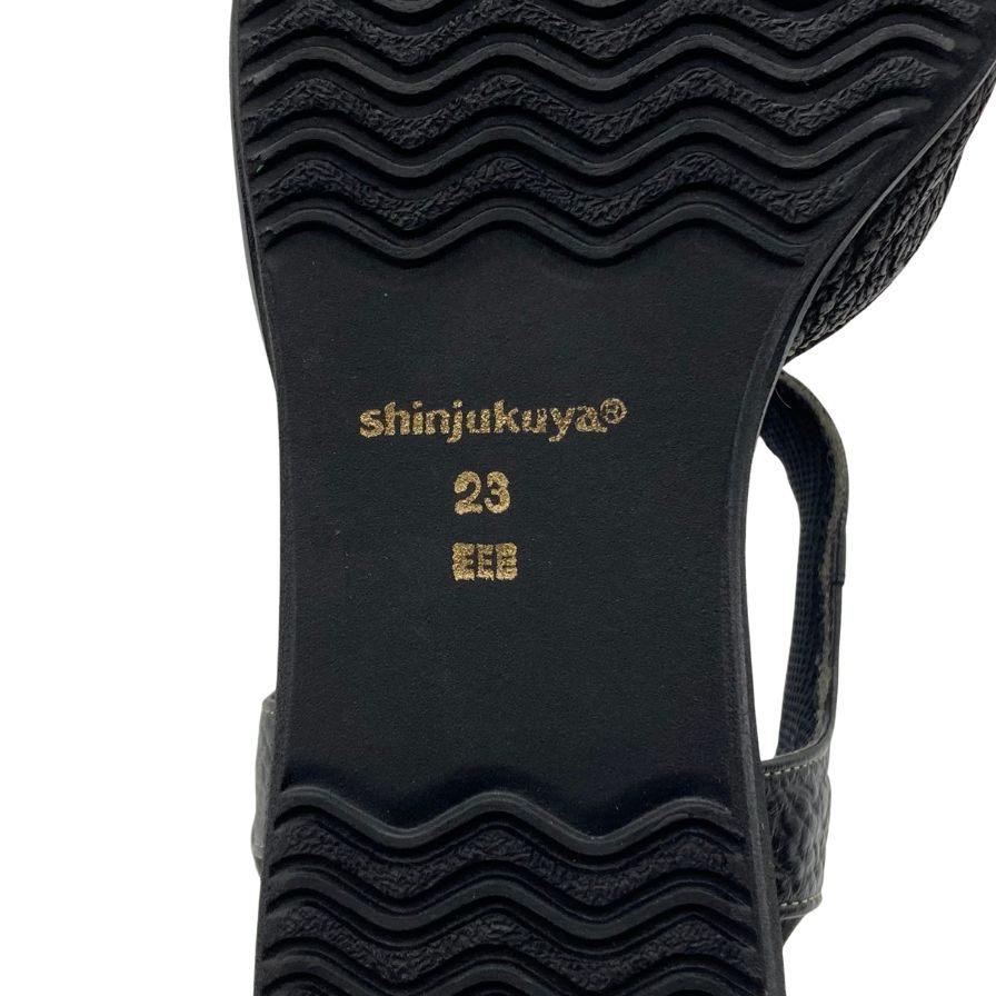新宿屋 レザーサンダル レザー×シャーク 4500-745 23.0cm レディース ブラック shinjukuya 約23.0cm【7-7】