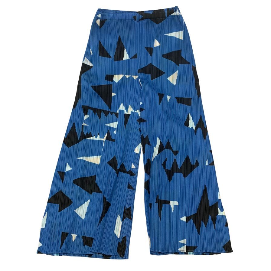 美品◆プリーツプリーズ イッセイミヤケ パンツ ブルー系 PP41-JF724 ポリエステル サイズ4 レディース PLEATS PLEASE ISSEY MIYAKE 【AFB46】