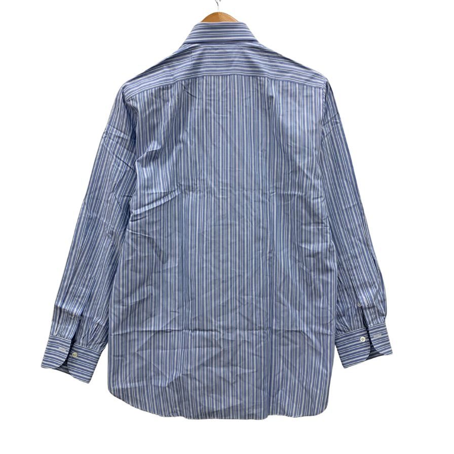 美品◆フィナモレ シャツ ドレスシャツ イタリア製 コットン ストライプ柄 ブルー サイズ16/41 メンズ FINAMORE 【AFB21】