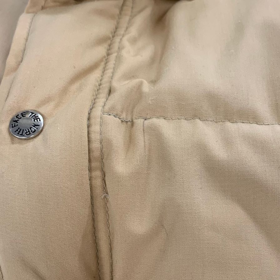 中古◆ザ ノースフェイス ダウンジャケット 茶タグ ビンテージ USA製 ベージュ メンズ サイズL THE NORTH FACE 【AFA12】