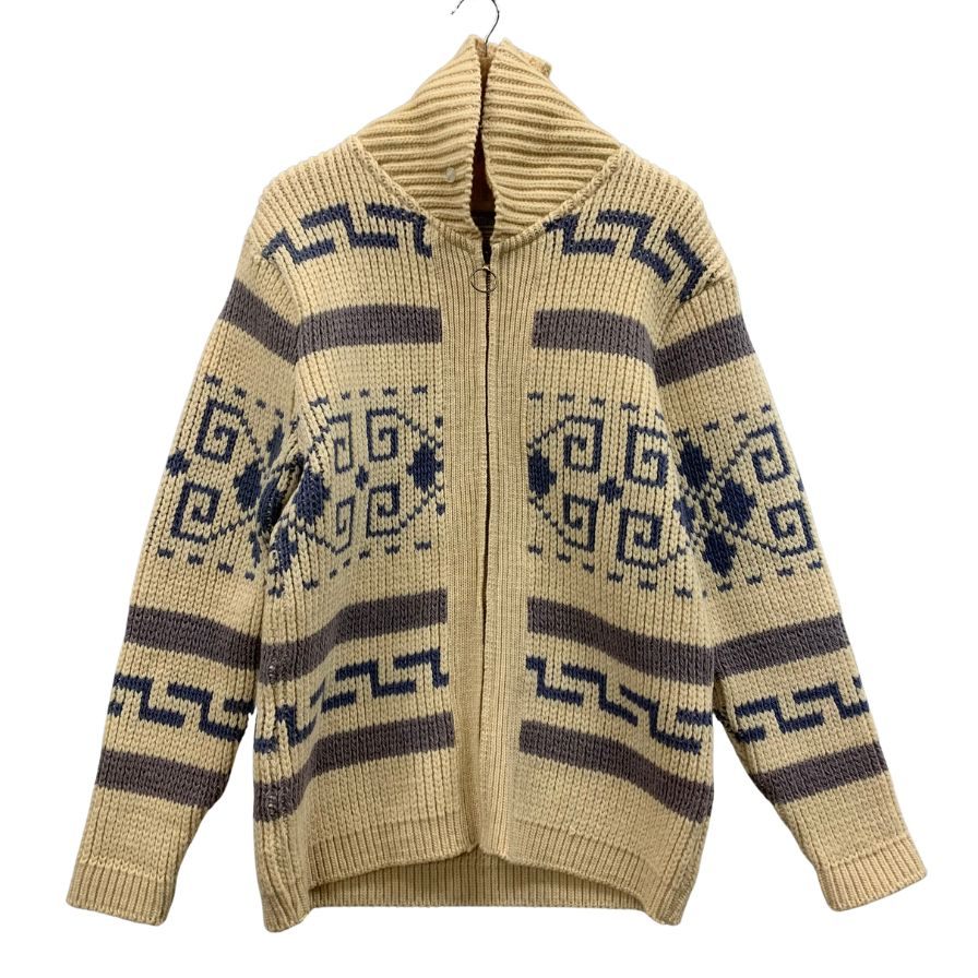 美品◆ペンドルトン ショールカラー ニット アイボリー 総柄 メンズ サイズL PENDLETON 【AFA1】