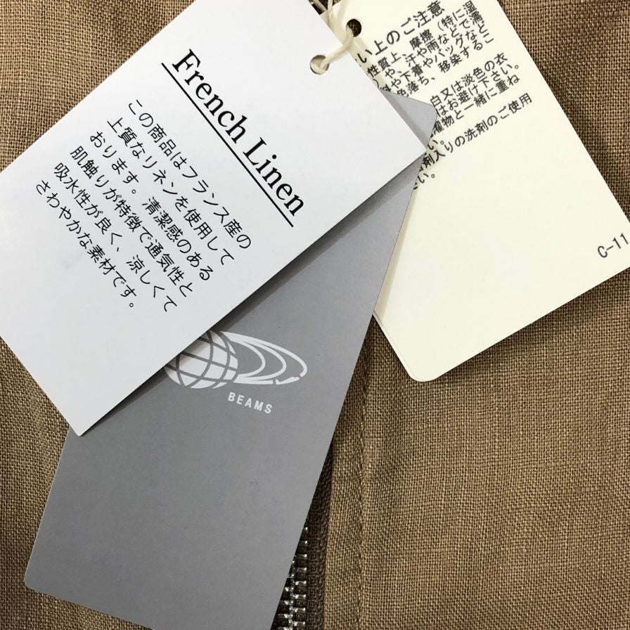 美品◆ビームス リネン シングルライダース ベージュ サイズ M BEAMS 【AFB20】