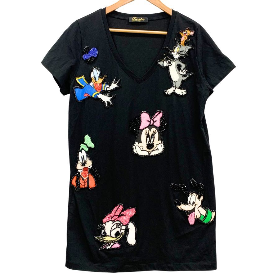 美品◆ドレープ Tシャツ メンズ ディズニー&ワーナーブラザーズ ビーズ付き サイズ不明 DRAPE 【AFB46】