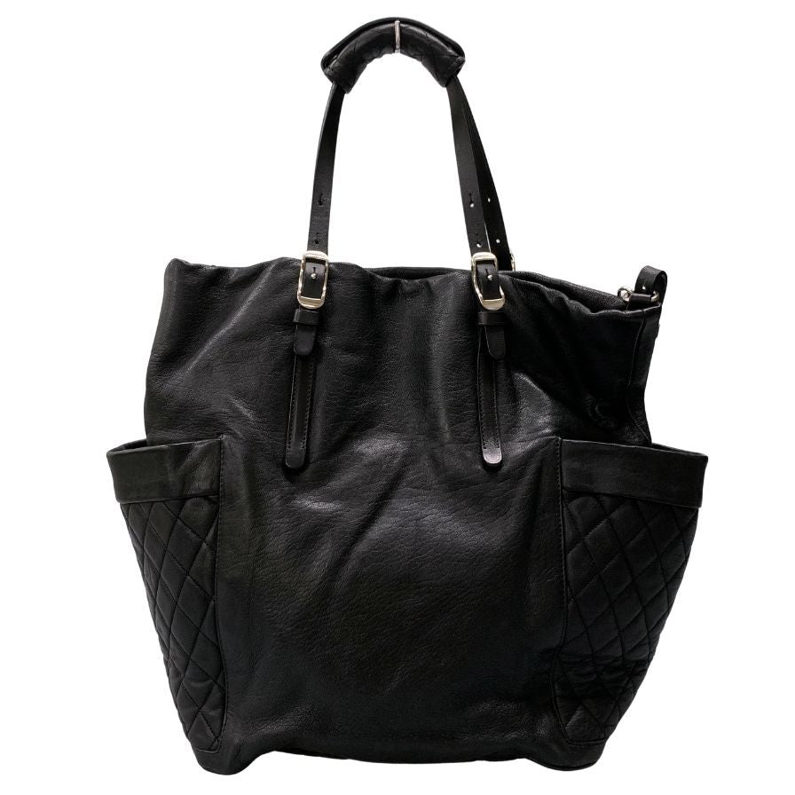 ジミーチュウ 2way トートバッグ レザー バイカー キルティング チェーン ブラック JIMMY CHOO【AFE3】
