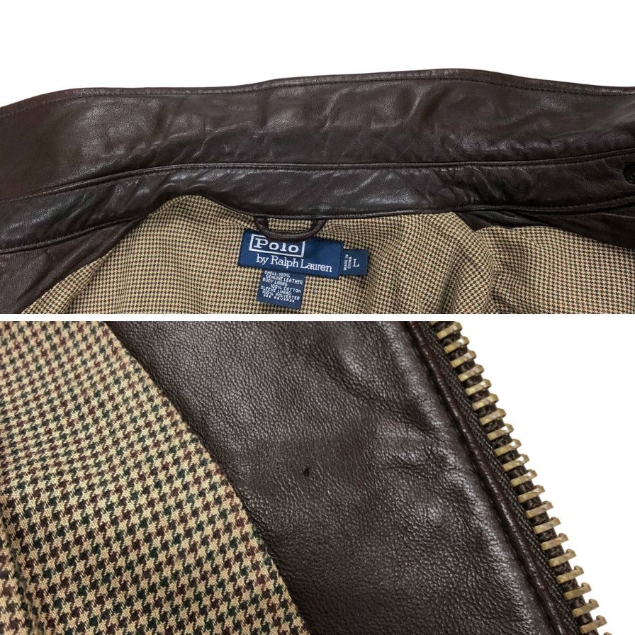 美品◆ポロ ラルフローレン シングルライダースジャケット ブラウン メンズ サイズL POLO RALPH LAUREN 【AFB4】